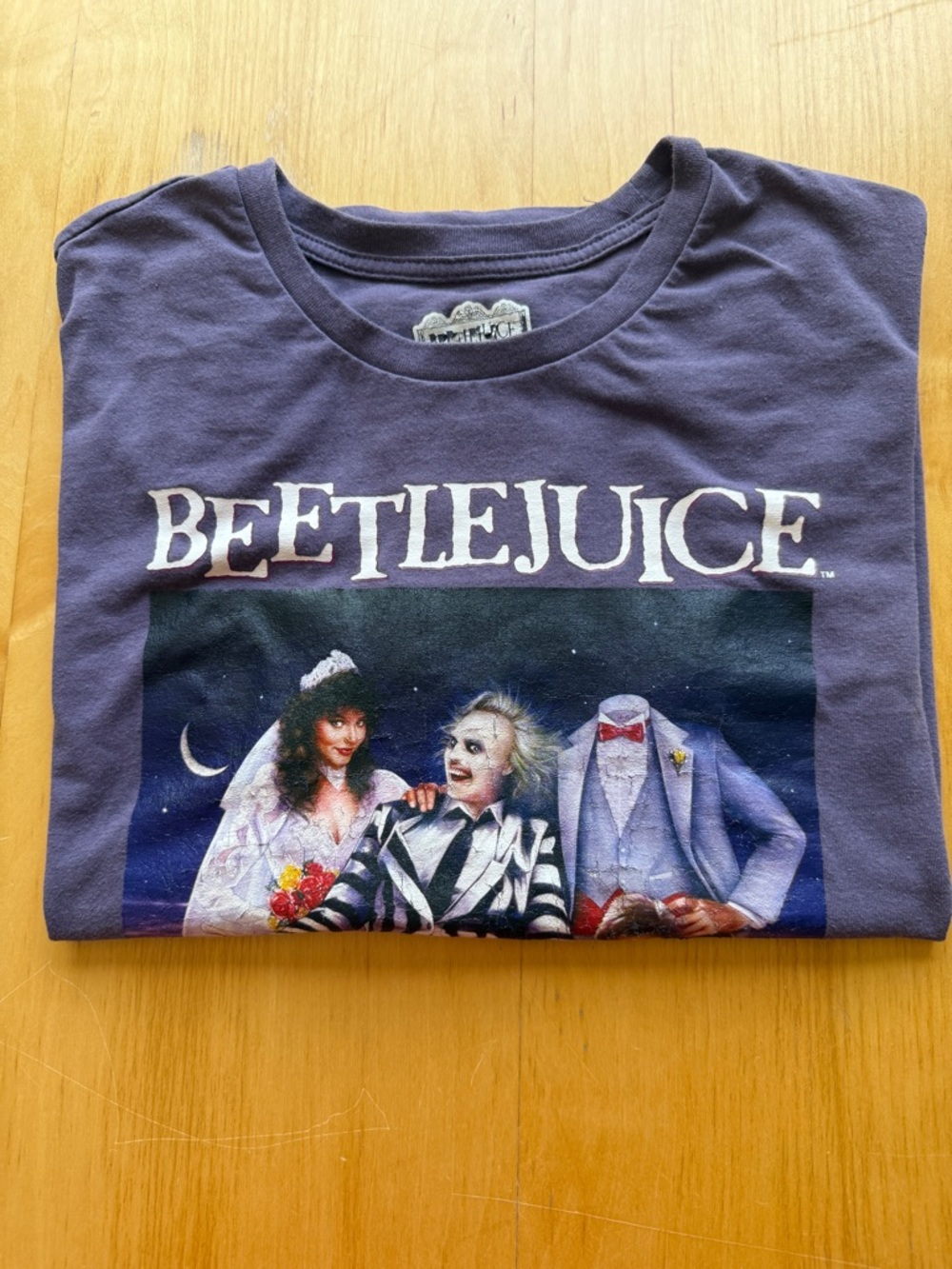 Beetlejuice Movie Graphic Tee Mens L Purple Double Sided Horror Shirt